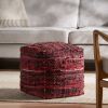 Harris Handcrafted Boho Fabric Pouf, Red