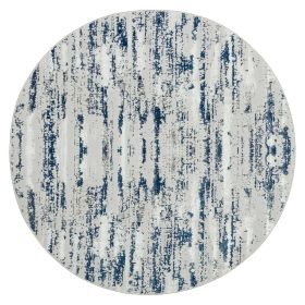 Milano Washable Nautical Navy Blue Woven Round Area Rug