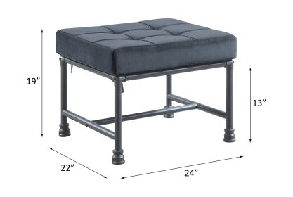 ACME Brantley Ottoman in Gray Velvet & Sandy Gray Finish AC00427