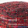 Harris Handcrafted Boho Fabric Pouf, Red