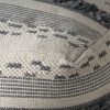 Kipling Large Contemporary Faux Yarn Pouf Ottoman, Ivory and Gray