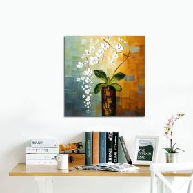 Handmade Abstract Oil Painting Top Selling Wall Art Modern White Flowers Landscape Picture Canvas Home Decor For Living Room Bedroom No Frame (size: 150x150cm)