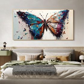 Handmade Oil Painting Large Original Colorful Butterfly Oil Painting On Canvas Canvas Wall Art Abstract Textured Animal Painting Custom Painting Home (style: 1, size: 40x80cm)