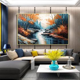 Hand Painted Oil Painting Original Landscape Oil Painting On Canvas Large Textured Wall Art Abstract Nature River Painting Modern Home Decor Bedroom W (style: 1, size: 150x220cm)