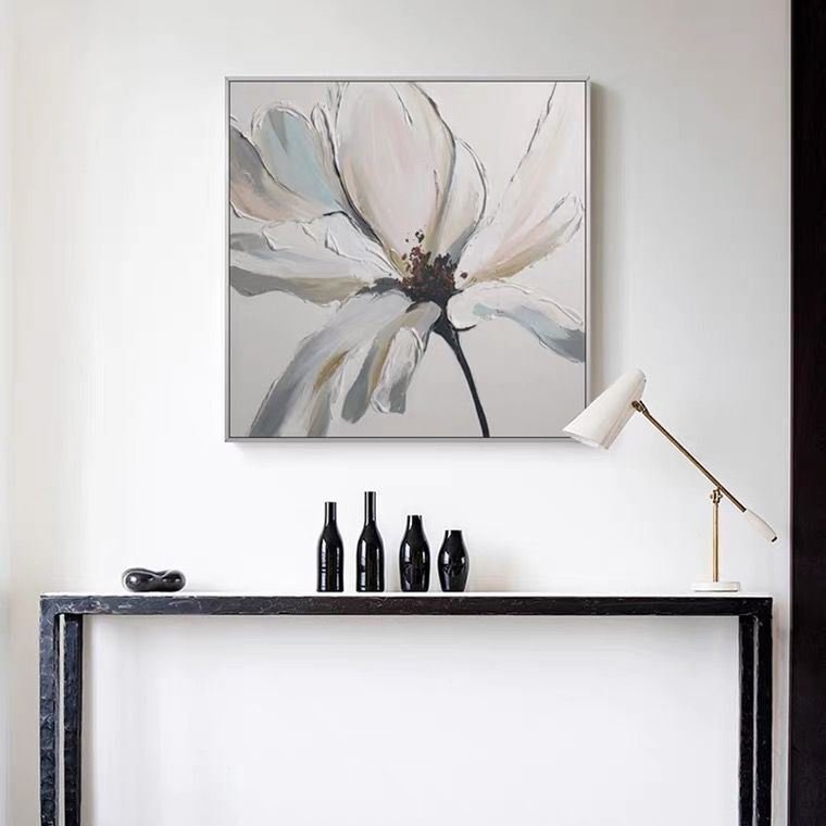 Modern Abstract Hand Painted White Flowers Canvas Wall Art Oil Paintings Posters Large Flowers Home Decoration Canvas Modern Abstract Hand Painted White Flowers Canvas Wall Art Oil Paintings Posters Large Flowers Home Decoration Canvas