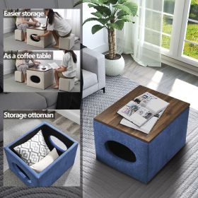 [Video] Welike 25"W Modern design hollow storage ottoman, upholstery, coffee table, two small footstools, easy storage and wide use (Color: as Pic)